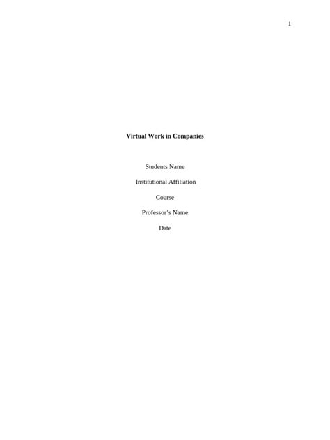 Virtual Work In Companies Pdf Employment Organizational Culture