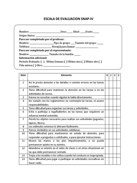 Evaluación Snap Iv Para Tnd Pdf
