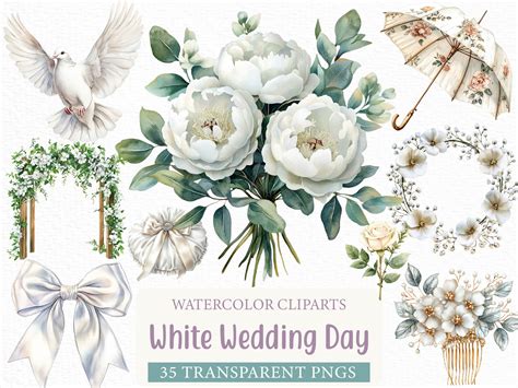 Watercolor White Wedding Day Clipart Graphic by CraftNest · Creative