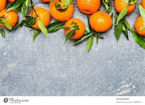 Border Of Mandarins With Leaves A Royalty Free Stock Photo From Photocase