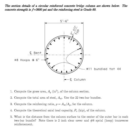 solved  section details   circular reinforced concrete cheggcom