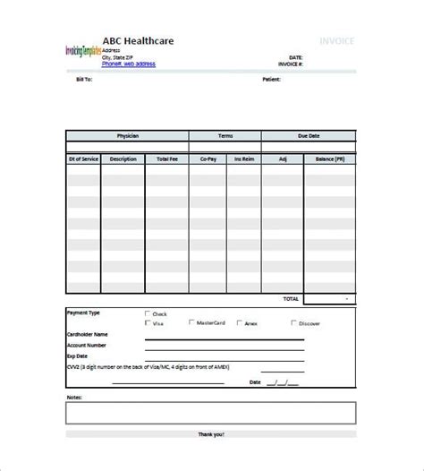 16 Medical Invoice Templates Doc Pdf