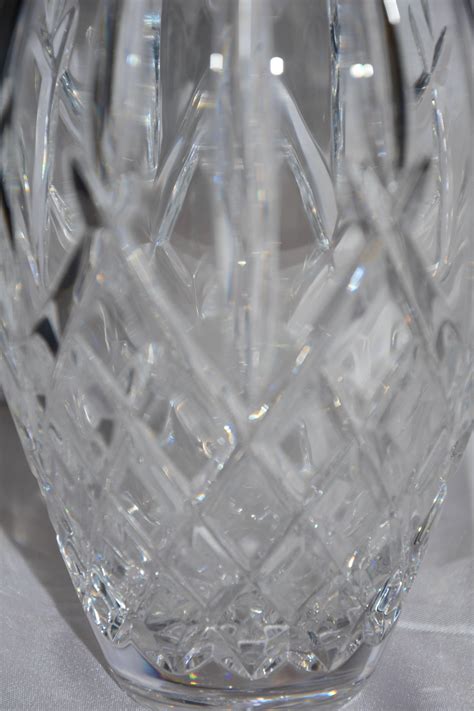 Heavy Cut Crystal Diamond Pattern Waterford Vase Signed Sinead