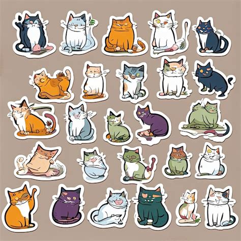 Premium Ai Image Cat Sticker Illustration