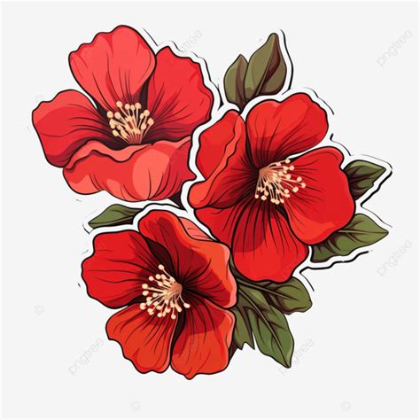 Red Flowers Sticker Sticker Clipart Flowers Clipart Sticker PNG