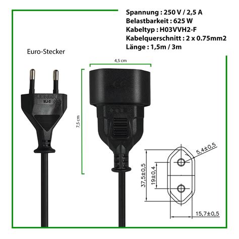 Verl Ngerungskabel Euro Stecker Kupplung Kabel Stromkabel Verl Ngerung