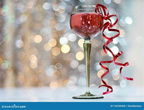 Celebrating New Years With Glass Of Red Wine Stock Photo Image Of