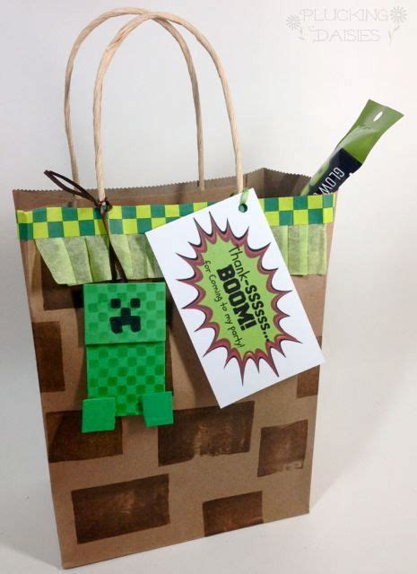 Diy Minecraft Favor Bags Minecraft Birthday Minecraft Birthday Party Minecraft Party