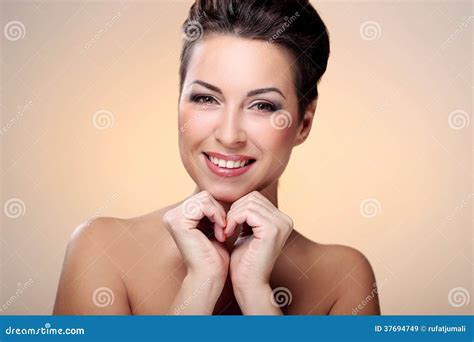 Glamour And Gorgeous Brunette Showing Her Body Stock Image Image Of Cosmetics Alone