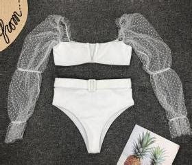 V Neck Sexy Long Sleeve High Waist Bikini Swimsuit On Luulla