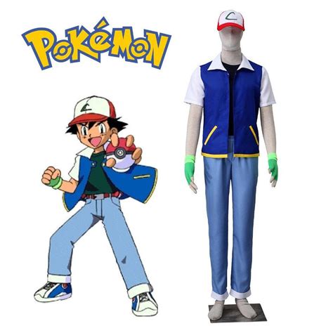 Pokemon Ash Ketchum Cosplay Costume T Shirt Pokemon Mens Costumes