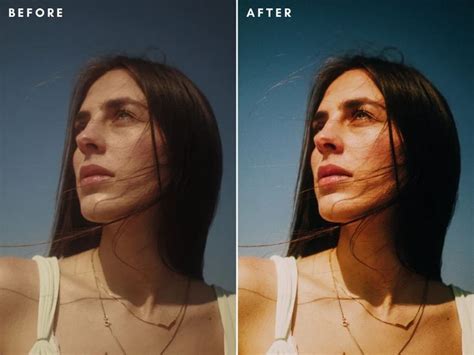 A Woman S Face Before And After Her Hair Is Brushed Back By The Sun