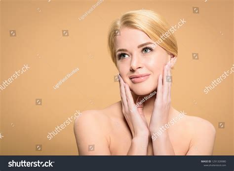 Beautiful Smiling Naked Girl Touching Face Stock Photo Shutterstock