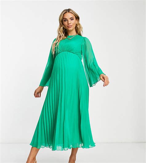 Asos Maternity Asos Design Maternity Tie Back Fluted Sleeve Pleated