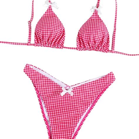 Red And White Gingham Bikini Etsy