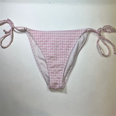 Amor Y Besos Swim Guc Amor Y Besos Pink And White Bikini Bottom Poshmark