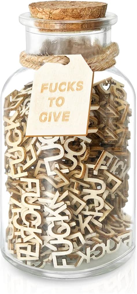 Fucks Gift Jar 9 OZ 200PCS Fucks To Give For Valentines Day Fuck Jar Wooden Cutout Letter Funny