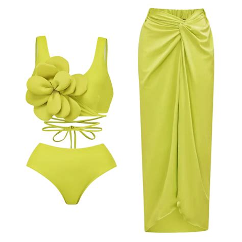 2024 New In Collection Of Bikini Set Hot Selling 3Pieces Set Women Swimwear With Pants Skirts Png