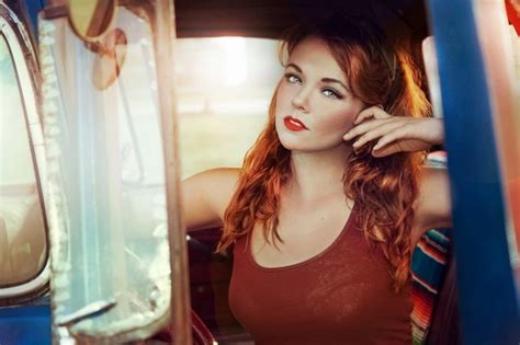 Face Women Redhead Model Portrait Blue Eyes Car Red Photography