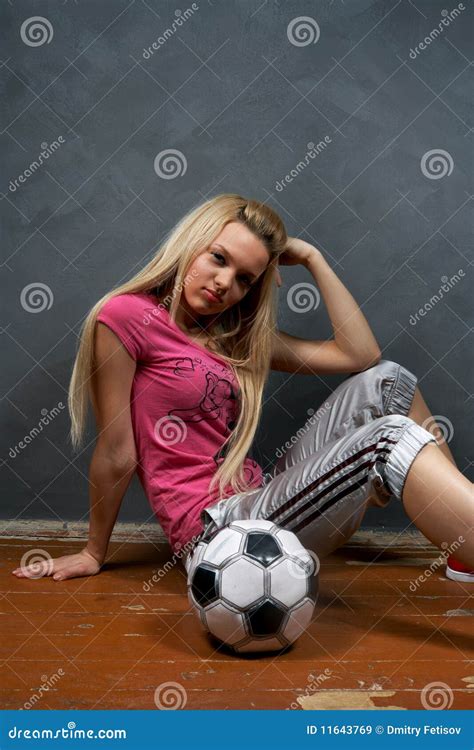 Blonde Girl With Soccer Ball Stock Image Image Of Girl Soccer