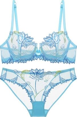 Sexy Code Soft Lace Lingerie Set See Through Underwear Floral Lace Underwire Sheer Bra And
