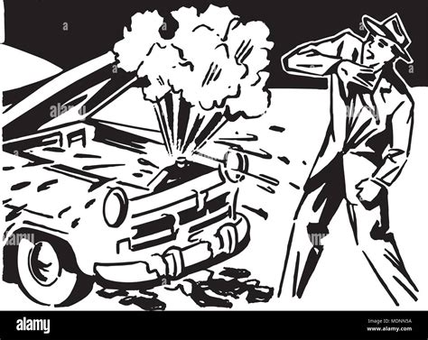Car Trouble Retro Clipart Illustration Stock Vector Image And Art Alamy