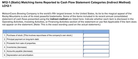 Solved M12 1 Static Matching Items Reported To Cash Flow