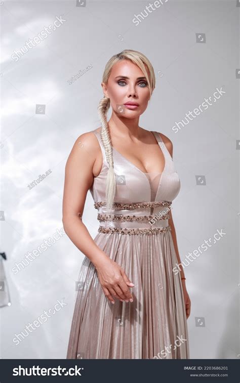 Sexy Blonde Woman Posing White Background Stock Photo 2203686201 Shutterstock