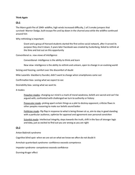 Think Again notes - Hyoungkoo Khang - Think Again Ch 1 The Mann gulch