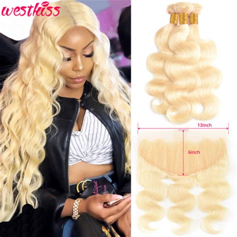Color Blonde X Lace Frontal And Body Wave Bundles West Kiss Hair