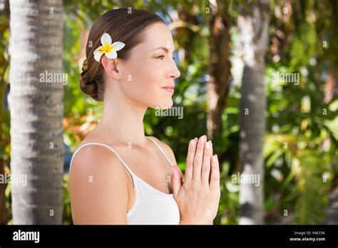 Beautiful Natural Brunette Doing Yoga Stock Photo Alamy
