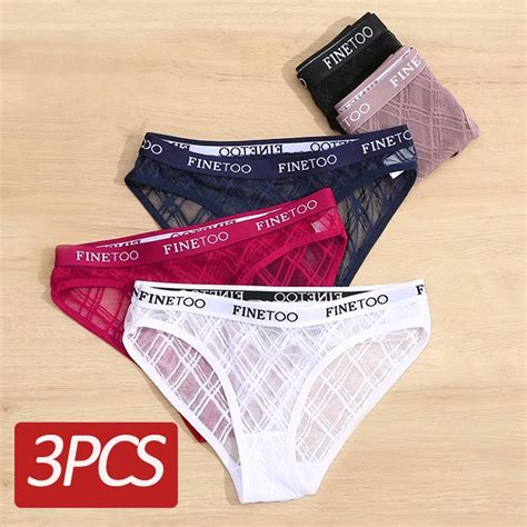 Finetoo Pcs Set Sexy Underwear Women Lace Soft Lingerie Sexy Mesh Underwear Transparent Female