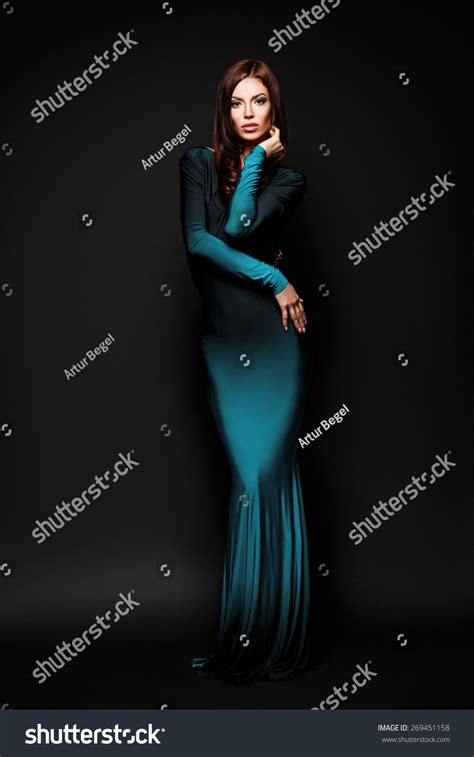Beautiful Brunette Woman Long Evening Dress Stock Photo 269451158 Shutterstock