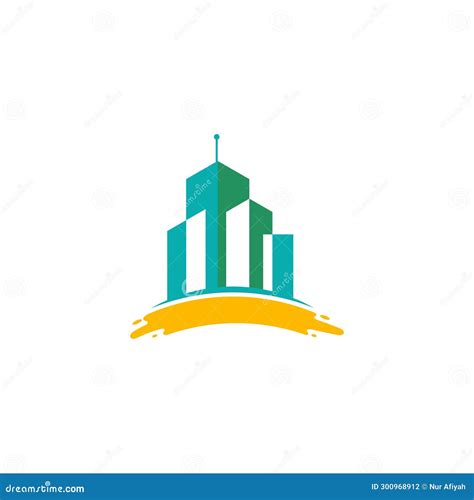 City Logo With Simple Building Icon Template Simple Style Stock