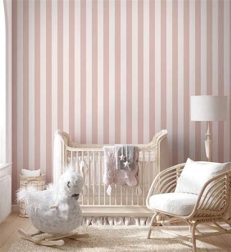 Soft Blue/Pink Stripe Lines for Kids Nursery Wallpaper Mural • Wallmur®