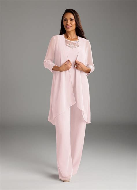 Azazie Maura Blushing Pink Jumpsuit Pantsuit Sequins Chiffon Dress Azazie