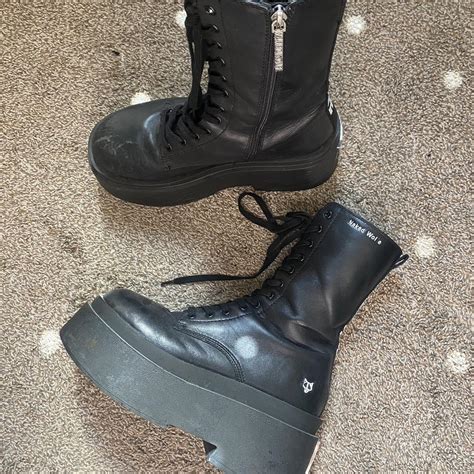 Naked Wolfe Women S Black Boots Depop