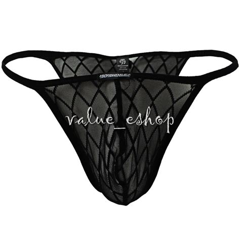 Men S Sheer Mesh Low Rise Bikini Thong G String Briefs Tanga Underwear Swimwear Ebay