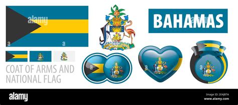 Vector Set Of The Coat Of Arms And National Flag Of Bahamas Stock Vector Image And Art Alamy