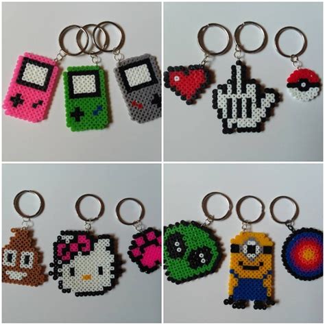 Perler bead keychains/ Melty bead character keychains | Etsy