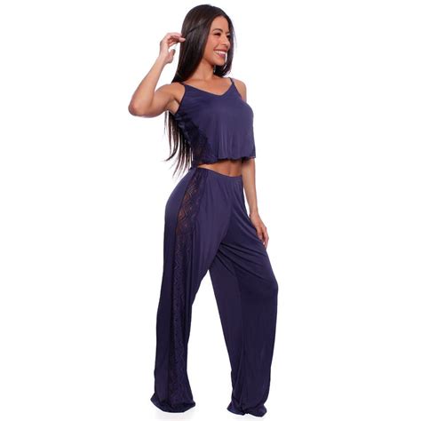 Pijama Luxo Camiste E Cal A Detalhes Em Renda Nayane Lingerie