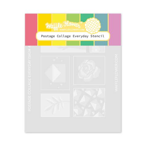 WAFFLE FLOWER POSTAGE COLLAGE EVERYDAY STENCIL 3 PK Scrapbook Centrale