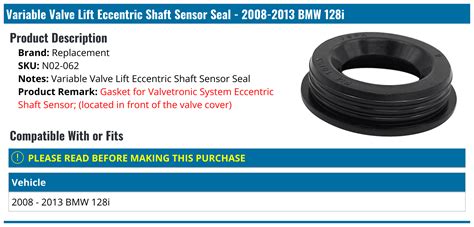 Bmw I Variable Valve Lift Eccentric Shaft Sensor Seal