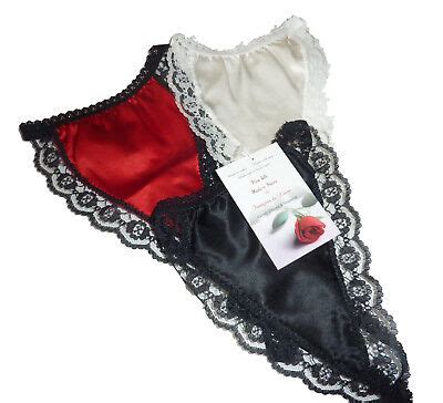 3 PURE SILK Satin G STRINGS Red Black Ivory Made France Sexy French Lingerie EBay
