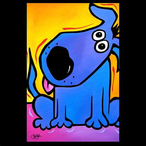 Abstract Dog Painting Blue Pop Art Contemporary Portrait Etsy Pop