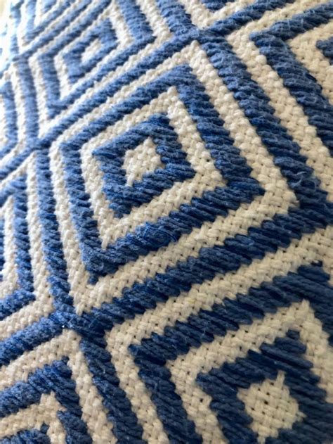 Blue And White Geometric Diamond Pillow Tookey Buxton In 2023