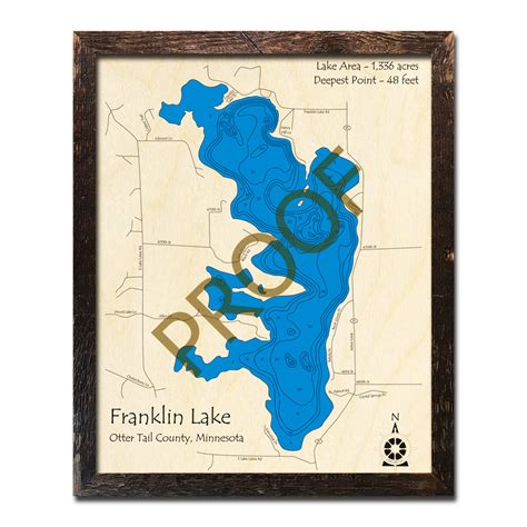 Franklin Lake Mn 3d Wood Topo Maps