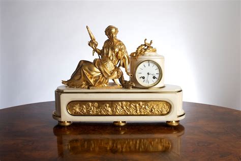 French White Marble Mantel Clock Olde Time Antique Clocks And Barometers