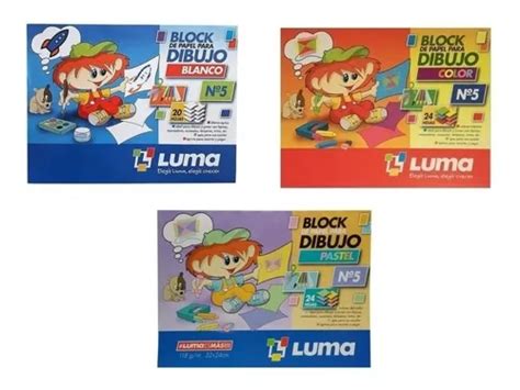 Pack Block Dibujo Luma Escolar N Blanco Color Pastel