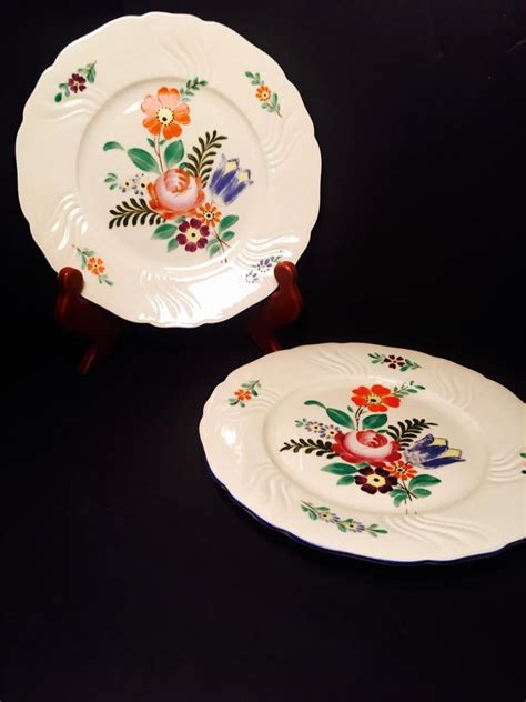 vtg  bavaria seltmann weiden hand painted floral plates